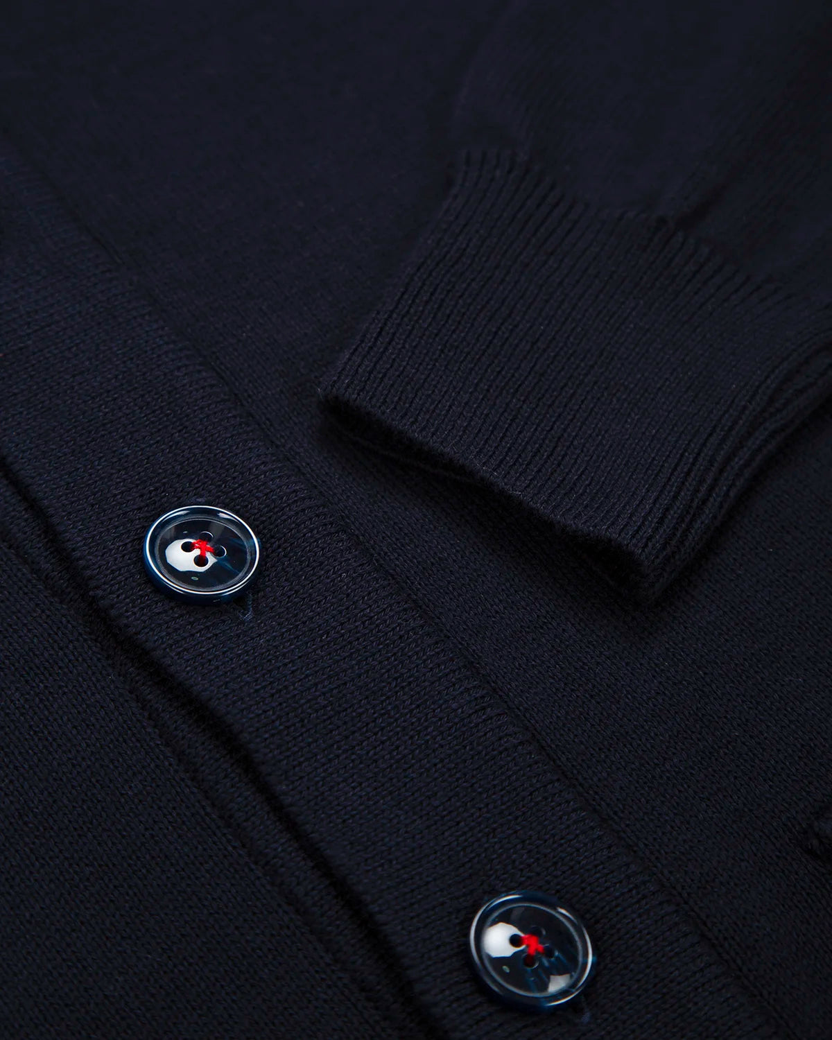 Chaqueta Punto Botón Contraste Algodón Azul Oscuro